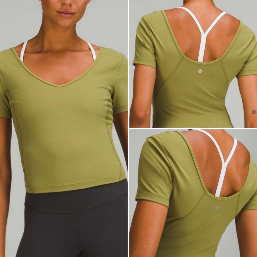 lululemon athletica Olive Green V-Neck Top